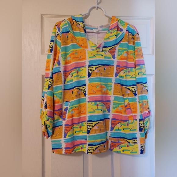 Sun Bay Womens Size PXL Hooded V-Neck Pullover Top - Picture 1 of 8